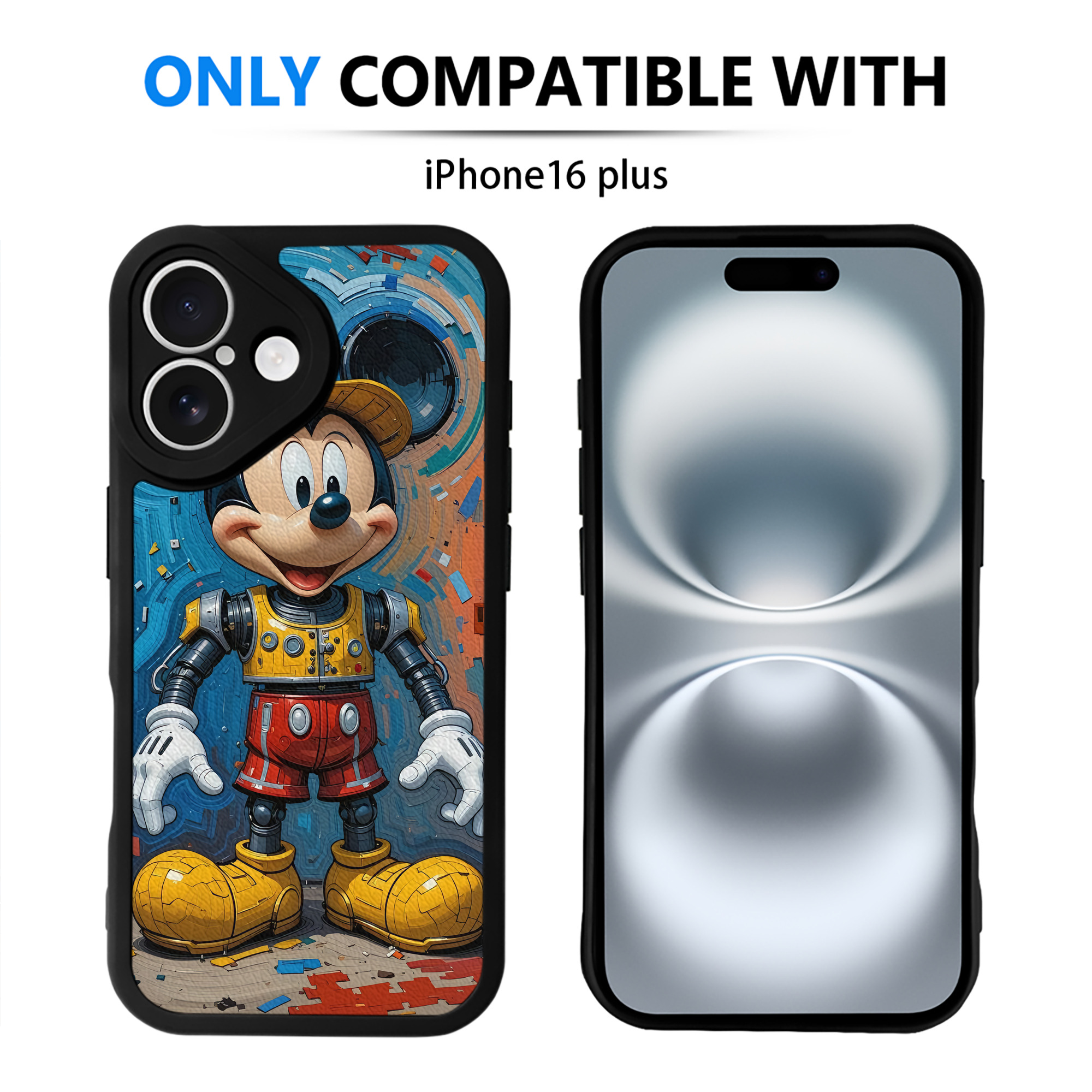 （画像用） ミッキーマウス Mickey Mouse 【iPhone 16シリーズ対応】シリコンスマホケース（レザー調） 材質：シリコン